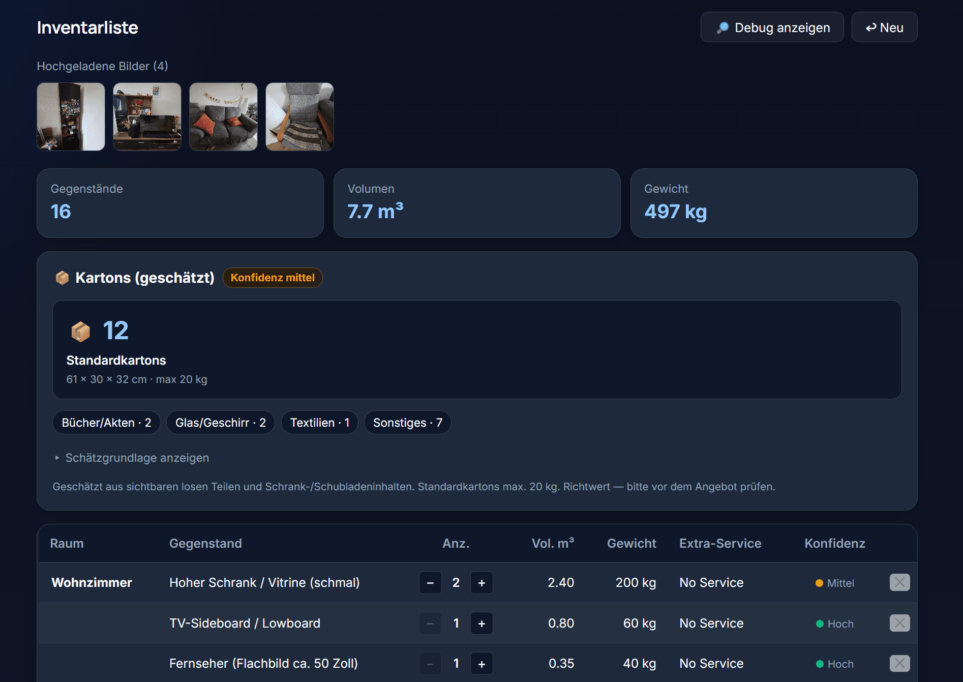Raum-Scan Screenshot