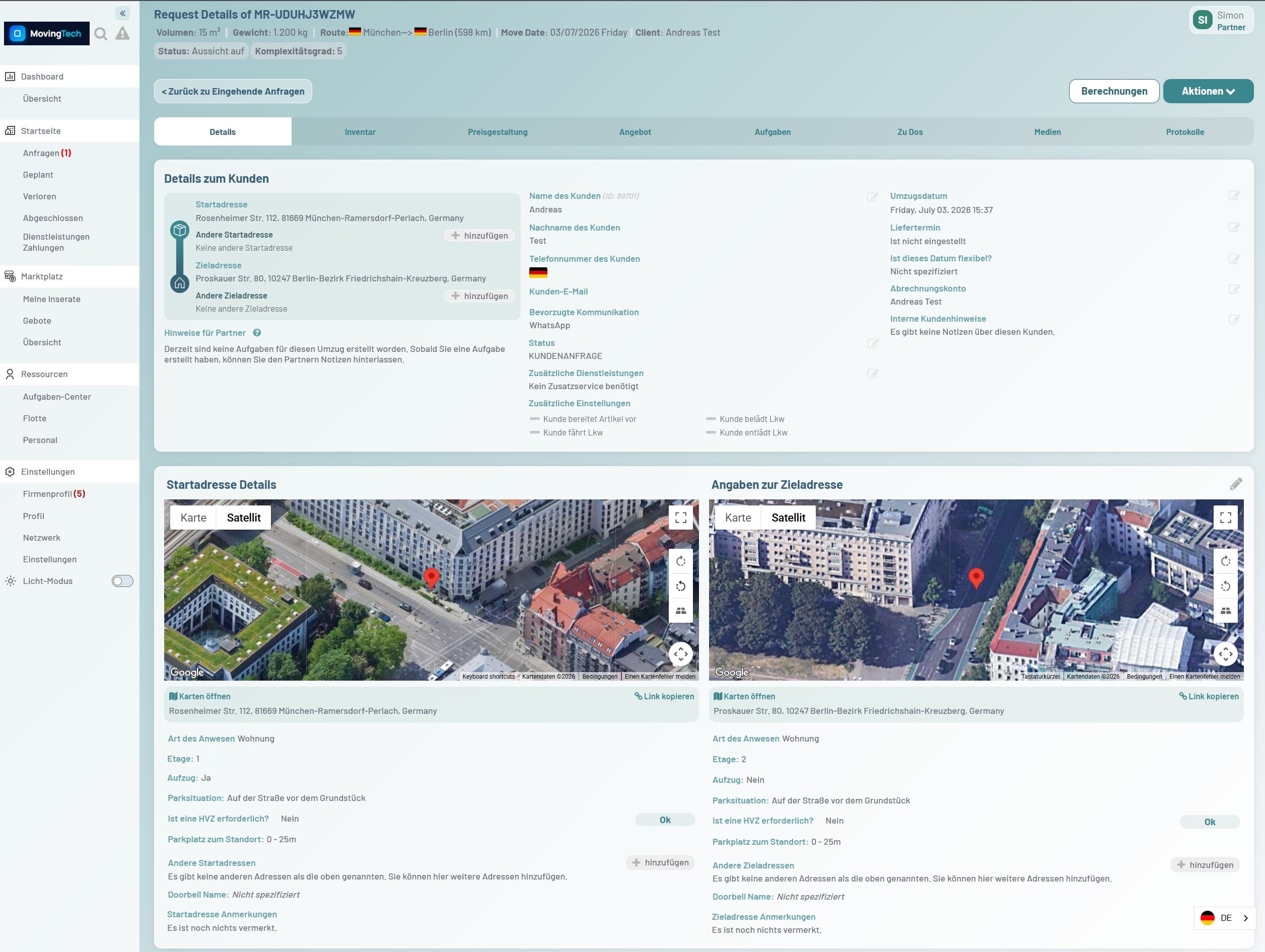 MovingTech CRM Dashboard