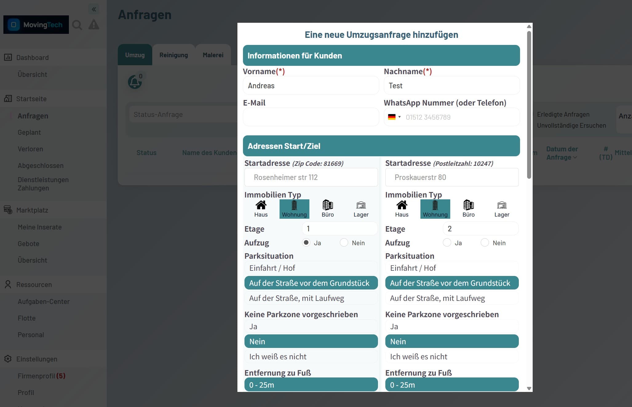 Moving CRM Screenshot